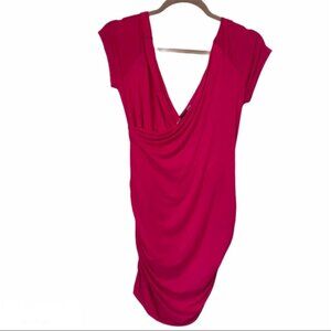 BRIAN BAILEY Ruched Wrap Festival V Stretch Top Bodycon Top Shirt Tunic Draped